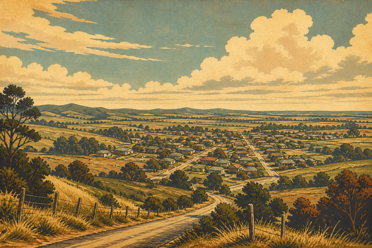 Abstract illustrated map composition for Pukekohe East, New Zealand