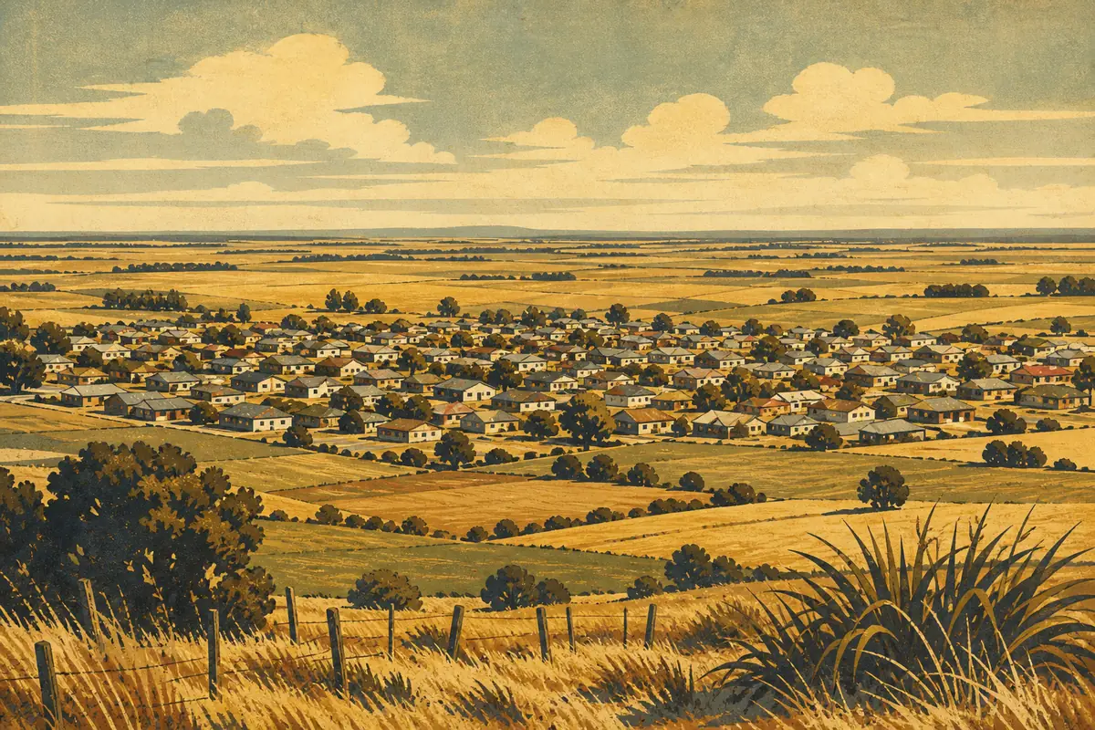 Abstract illustrated map composition for Rolleston, New Zealand
