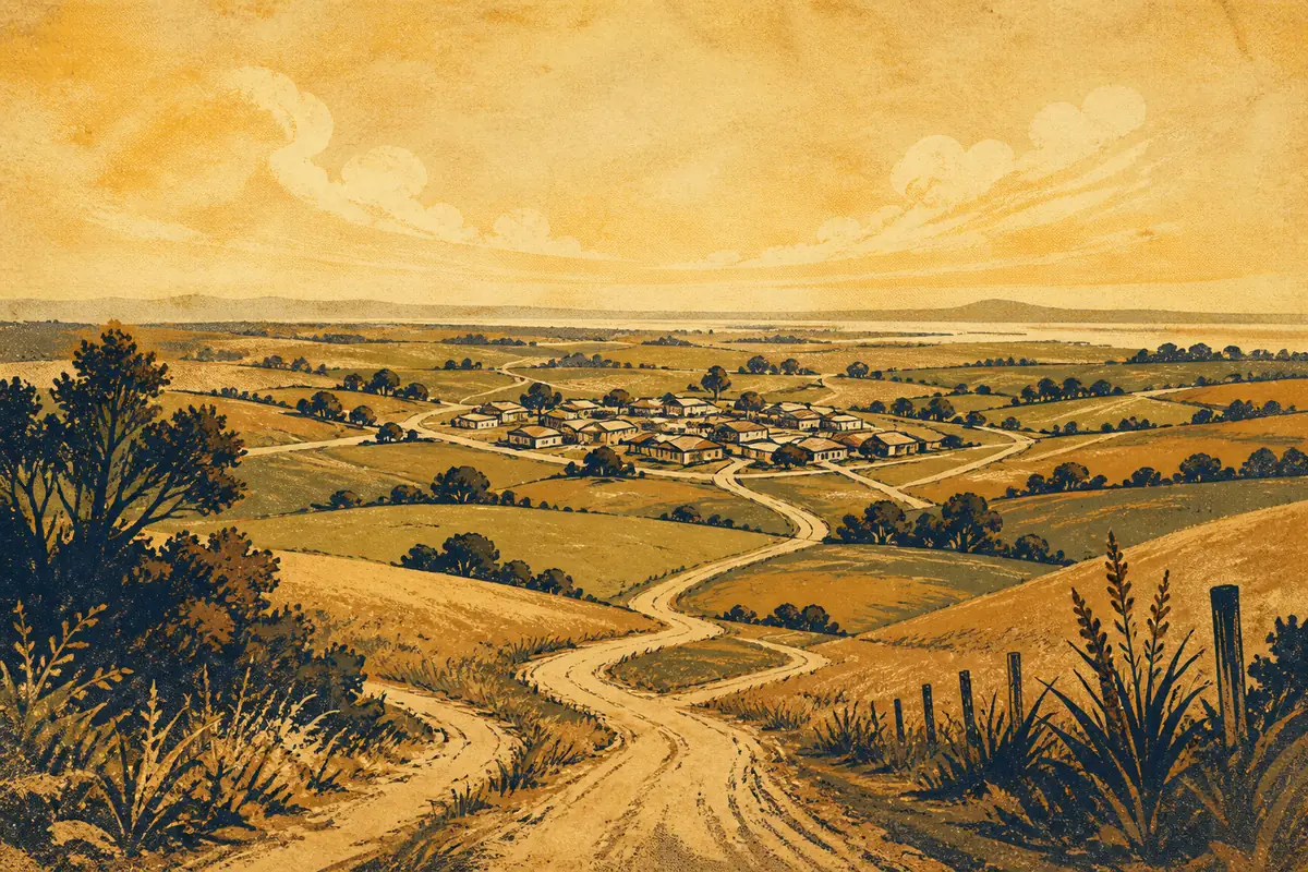 Abstract illustrated map composition for Waiuku, New Zealand