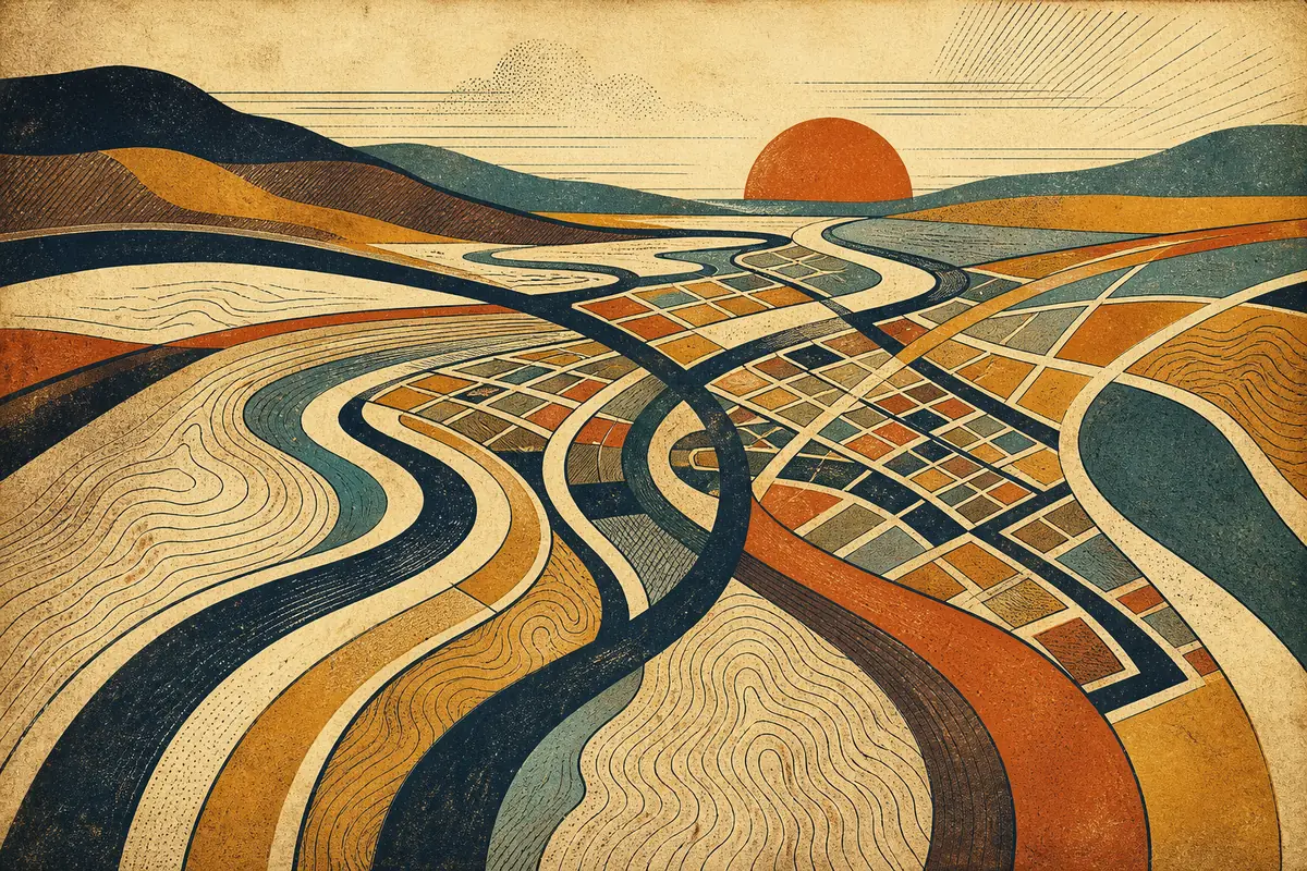 Abstract illustrated map composition for Abertawe, United Kingdom