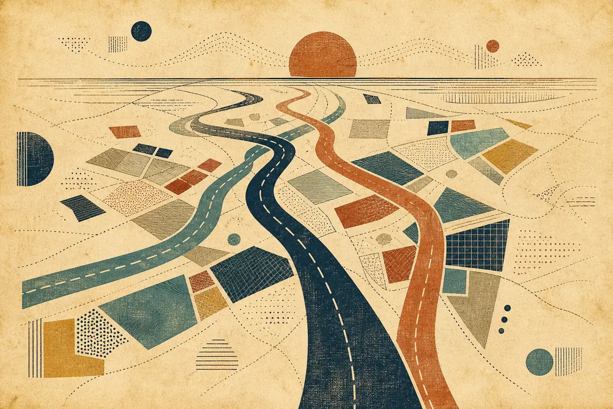 Abstract illustrated map composition for Abingdon, United Kingdom