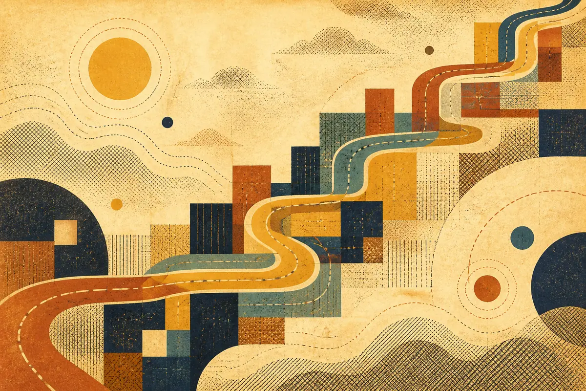 Abstract illustrated map composition for Accrington, United Kingdom