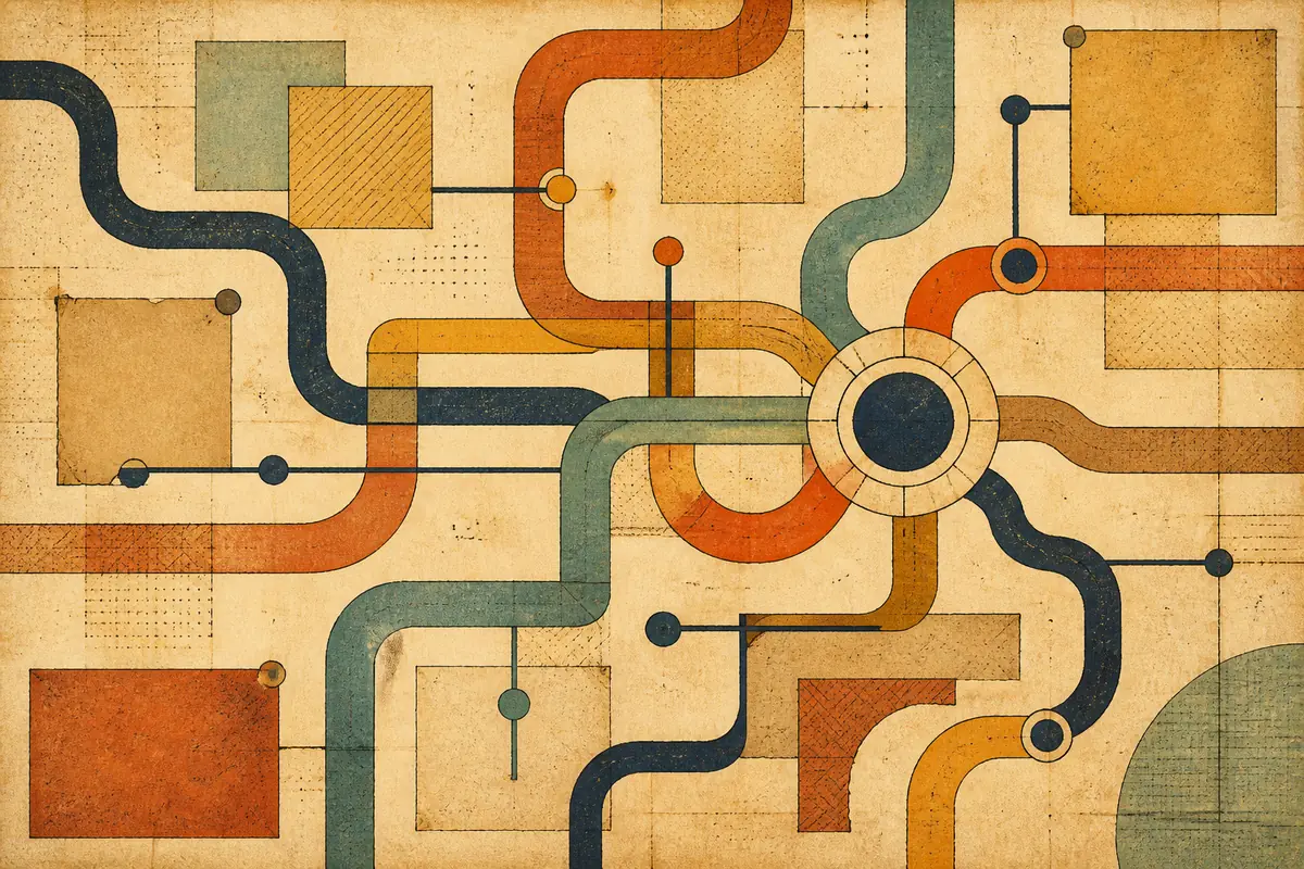Abstract illustrated map composition for Acton, United Kingdom