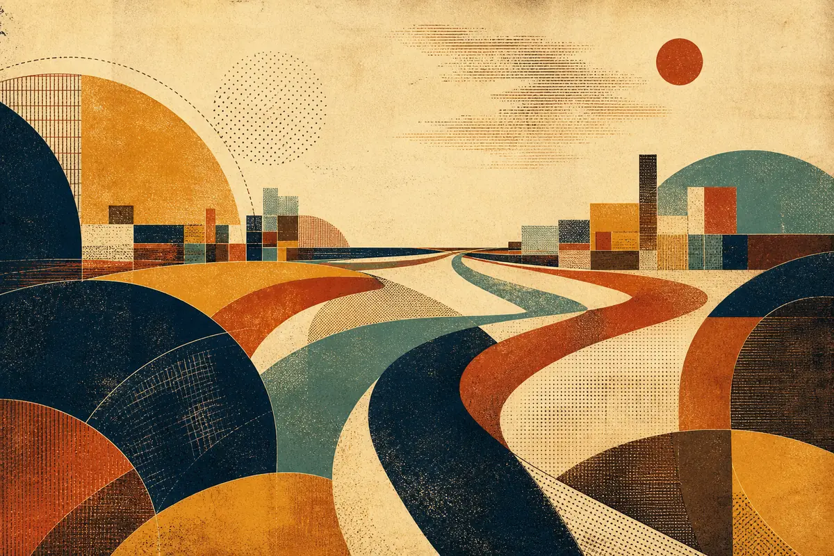Abstract illustrated map composition for Andover, United Kingdom