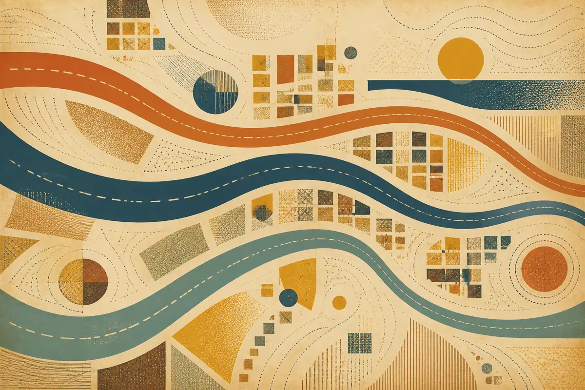 Abstract illustrated map composition for Arnold, United Kingdom