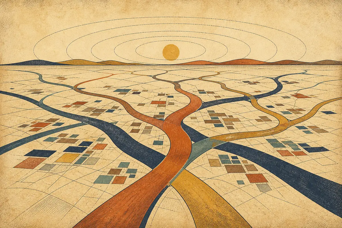 Abstract illustrated map composition for Ashford, United Kingdom