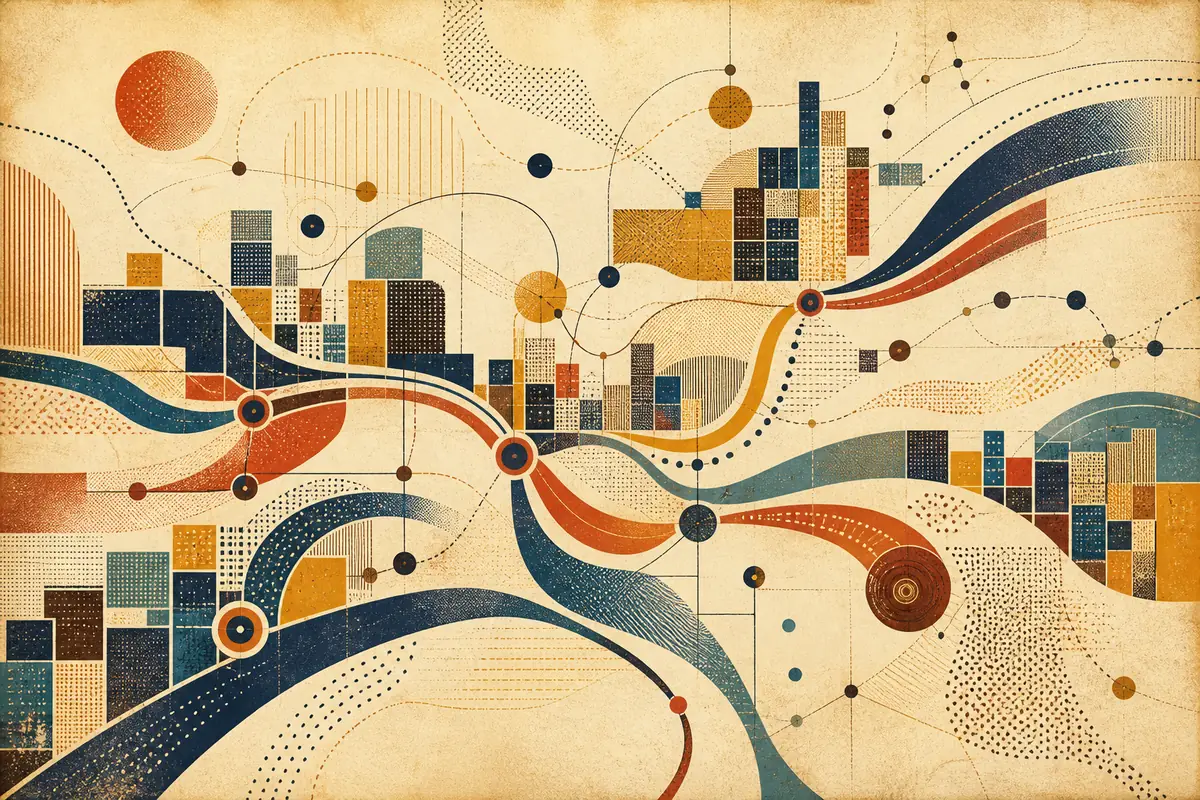 Abstract illustrated map composition for Ashton, United Kingdom