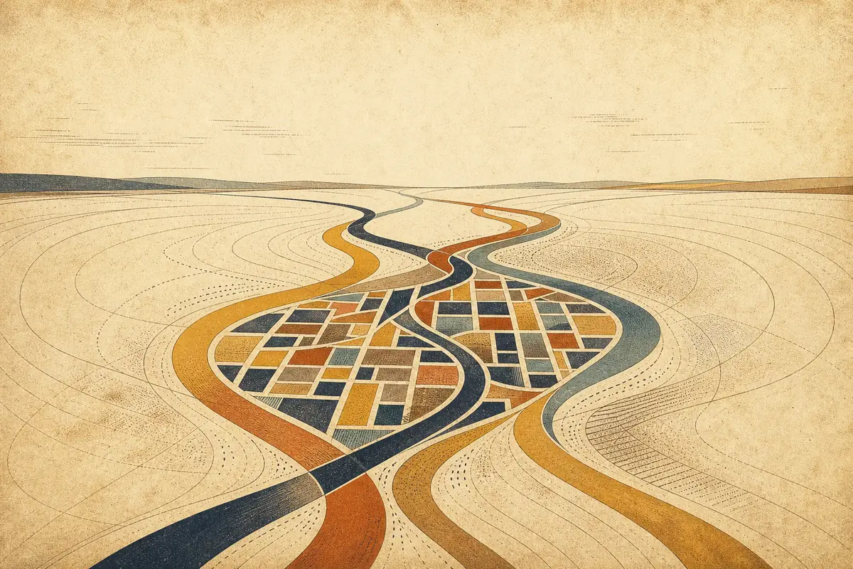 Abstract illustrated map composition for Aylesbury, United Kingdom