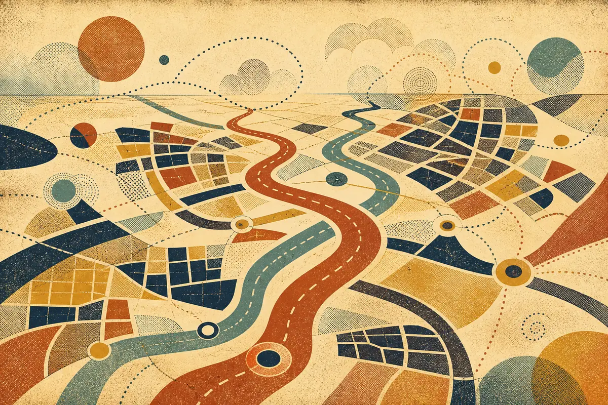 Abstract illustrated map composition for Ayr, United Kingdom