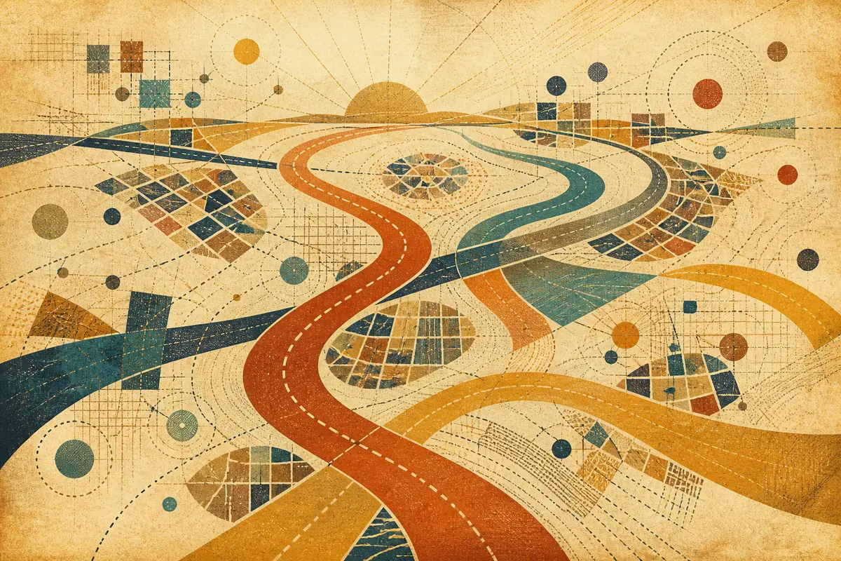 Abstract illustrated map composition for Banbury, United Kingdom