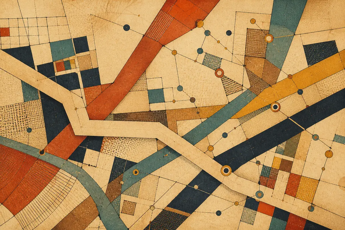 Abstract illustrated map composition for Barking, United Kingdom