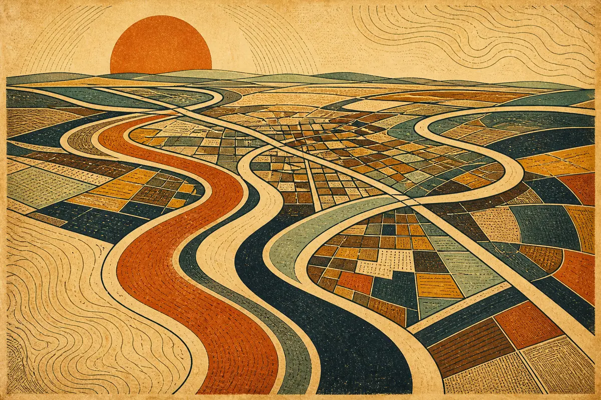 Abstract illustrated map composition for Basildon, United Kingdom