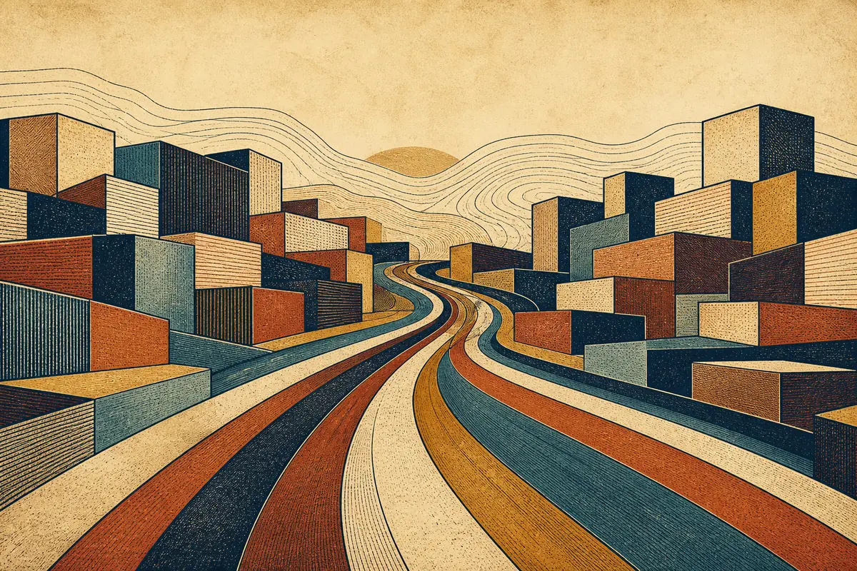Abstract illustrated map composition for Basingstoke, United Kingdom