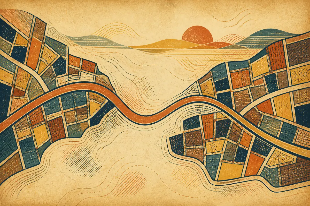 Abstract illustrated map composition for Batley, United Kingdom