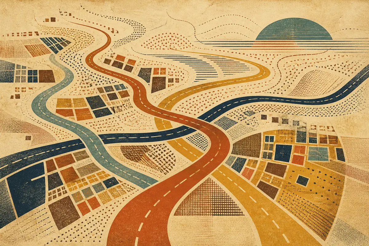 Abstract illustrated map composition for Beckenham, United Kingdom
