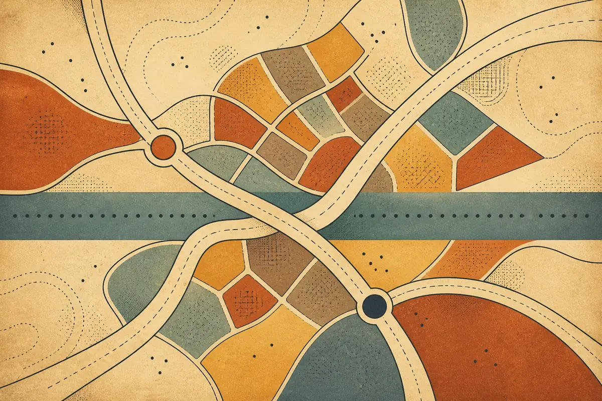 Abstract illustrated map composition for Beeston, United Kingdom