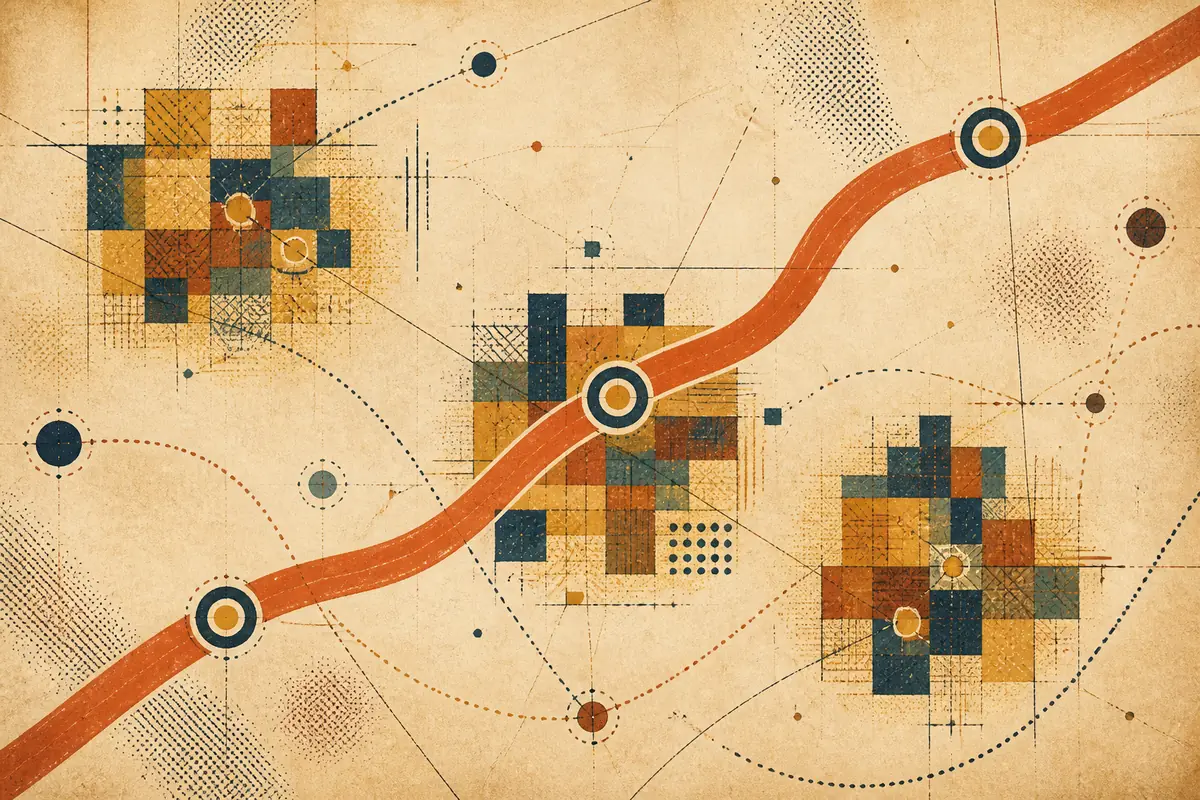 Abstract illustrated map composition for Bexhill-on-Sea, United Kingdom