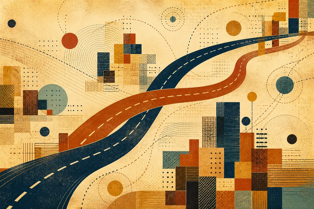 Abstract illustrated map composition for Bicester, United Kingdom