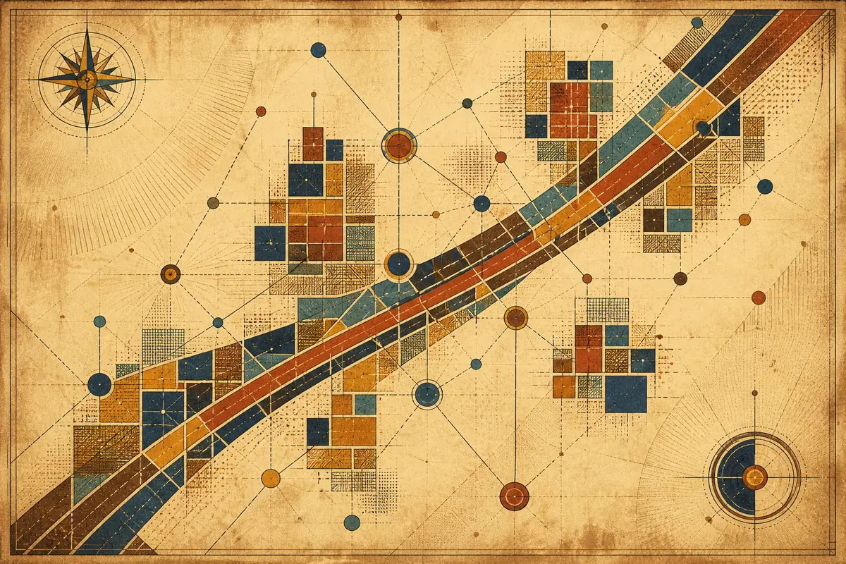 Abstract illustrated map composition for Billericay, United Kingdom
