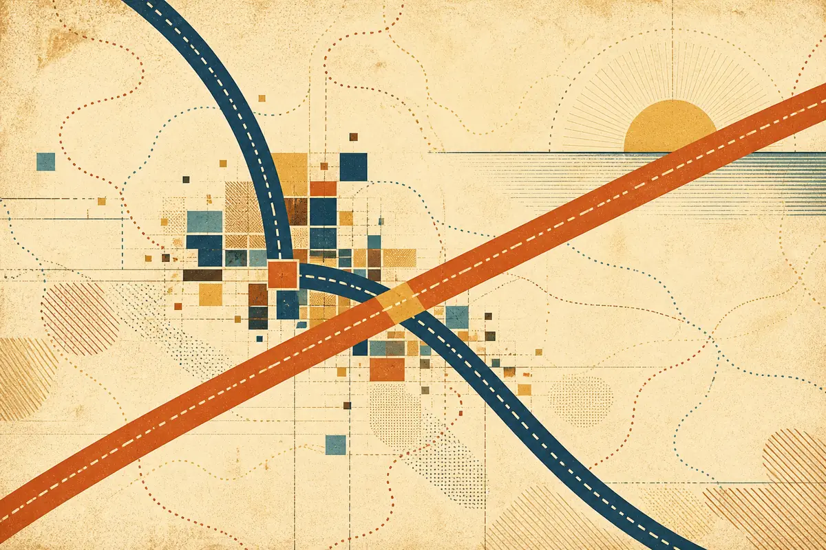Abstract illustrated map composition for Billingham, United Kingdom