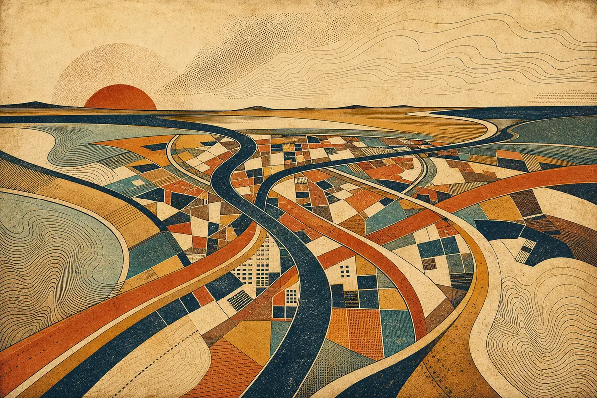 Abstract illustrated map composition for Birkenhead, United Kingdom