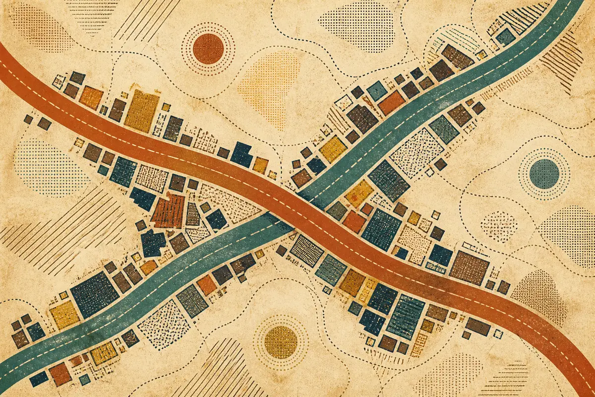 Abstract illustrated map composition for Bishops Stortford, United Kingdom