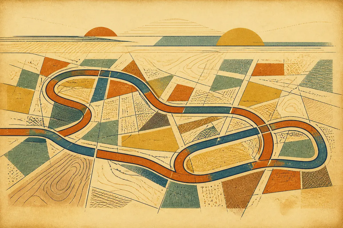 Abstract illustrated map composition for Blackburn, United Kingdom