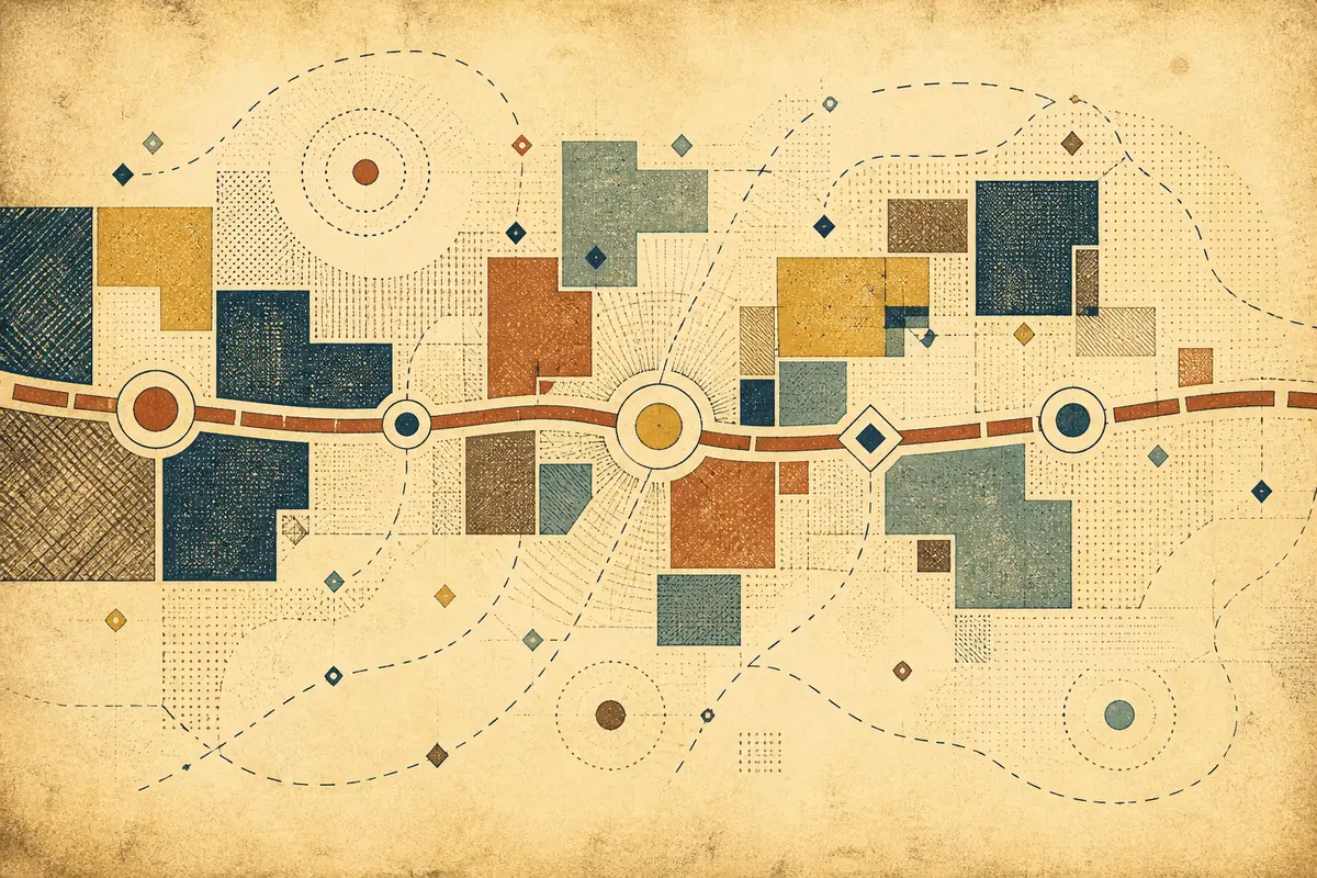 Abstract illustrated map composition for Bletchley, United Kingdom