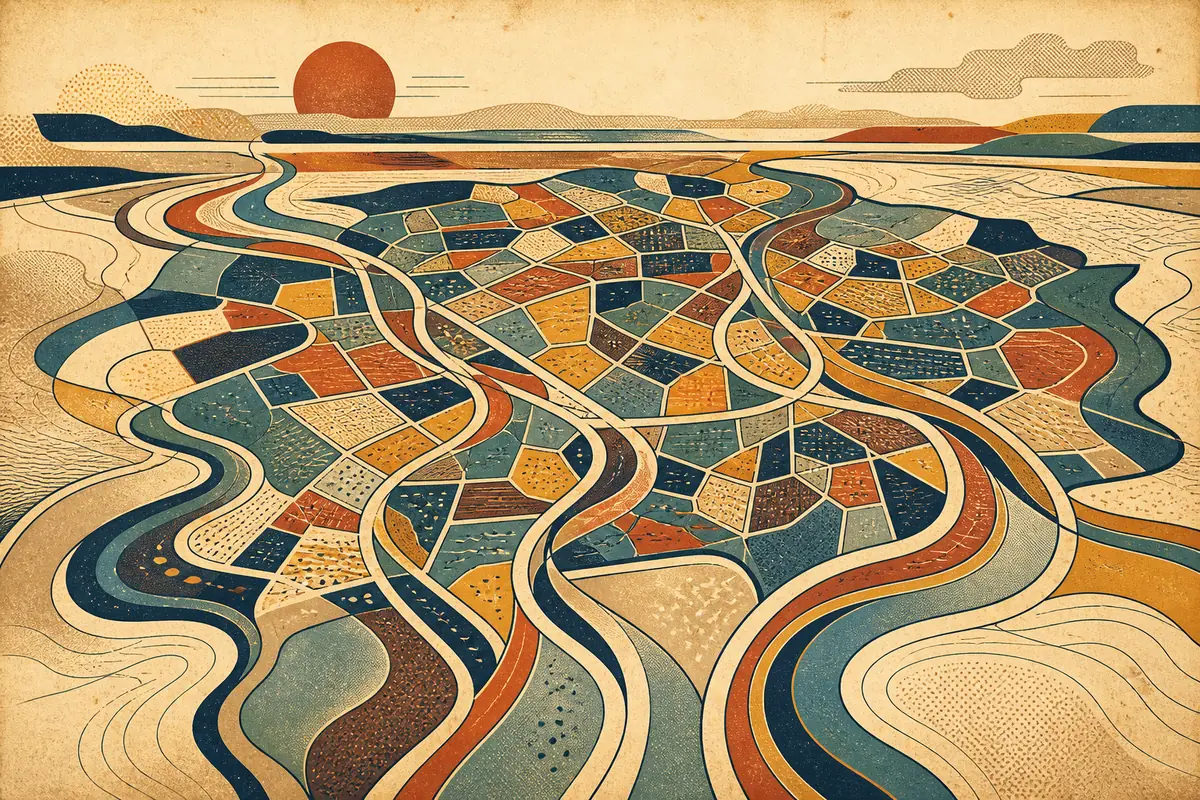 Abstract illustrated map composition for Brent, United Kingdom