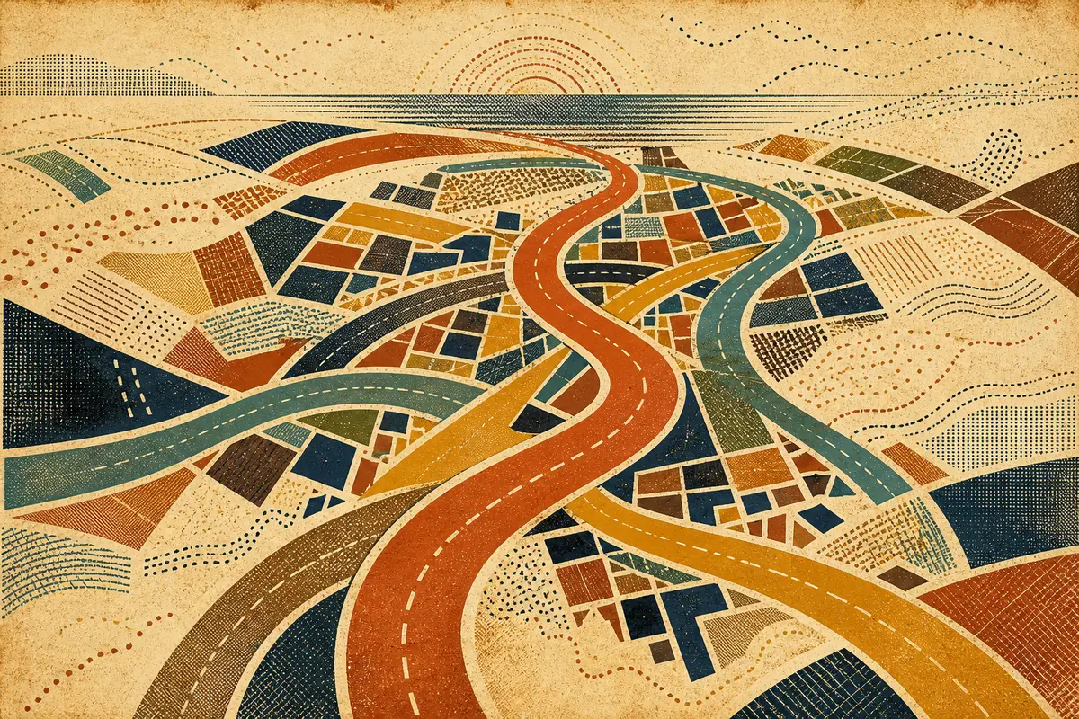 Abstract illustrated map composition for Brentwood, United Kingdom