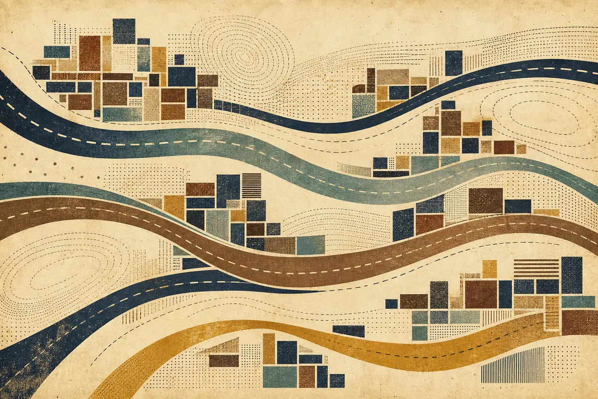 Abstract illustrated map composition for Bridgwater, United Kingdom