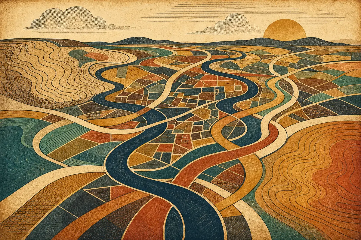 Abstract illustrated map composition for Bristol, United Kingdom