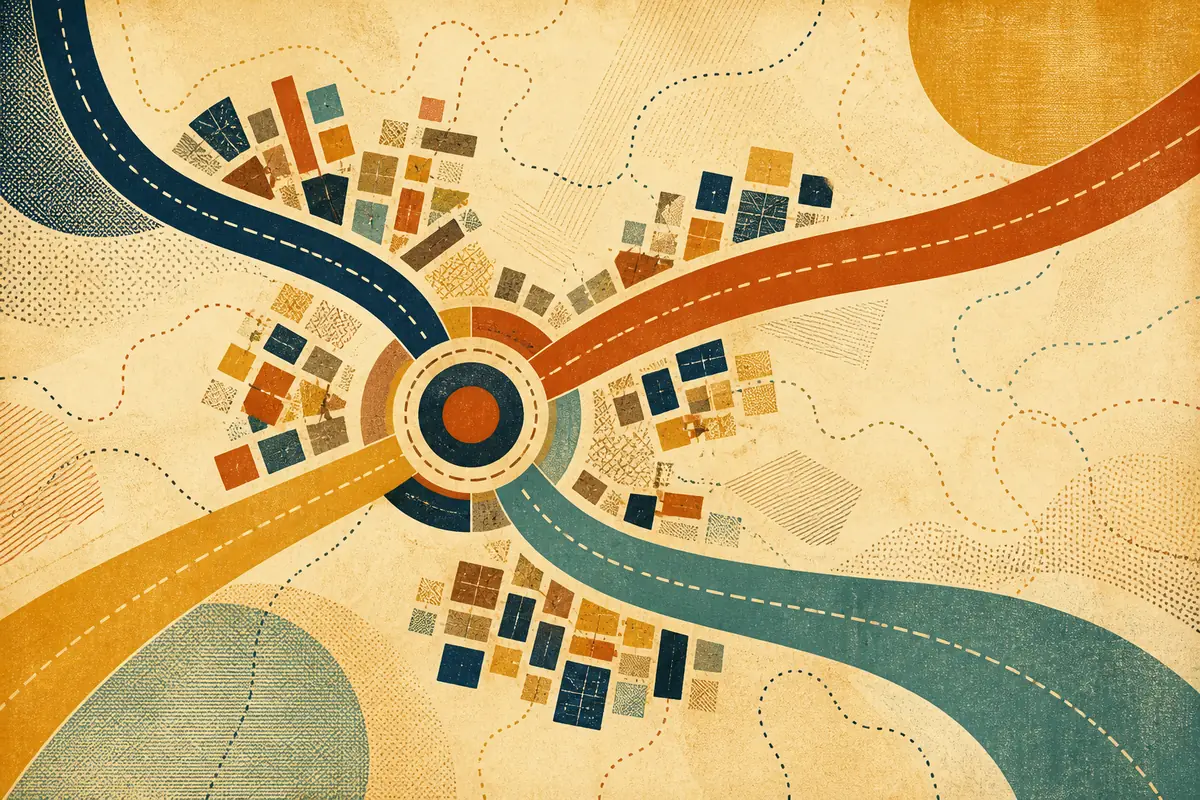 Abstract illustrated map composition for Bromsgrove, United Kingdom
