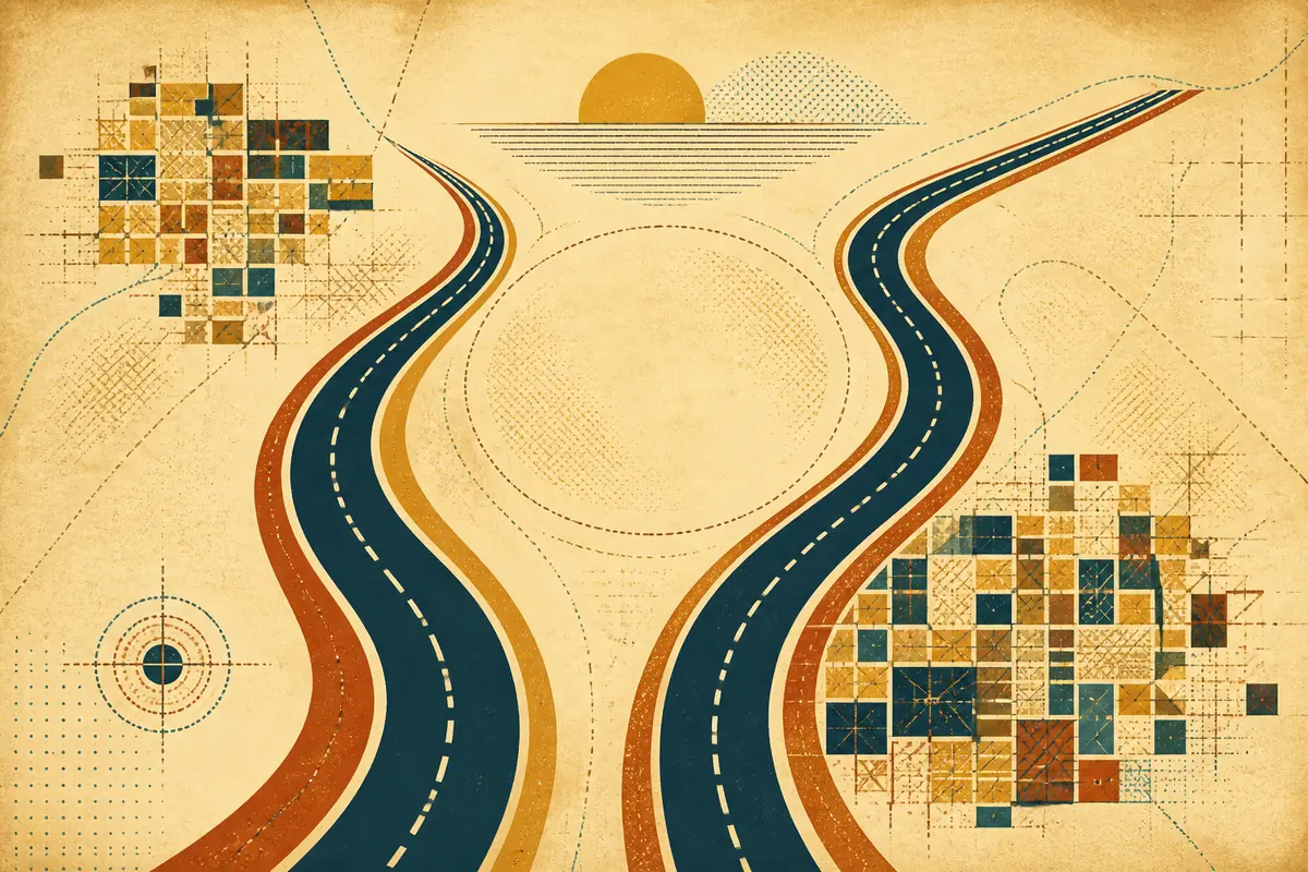 Abstract illustrated map composition for Burgess Hill, United Kingdom