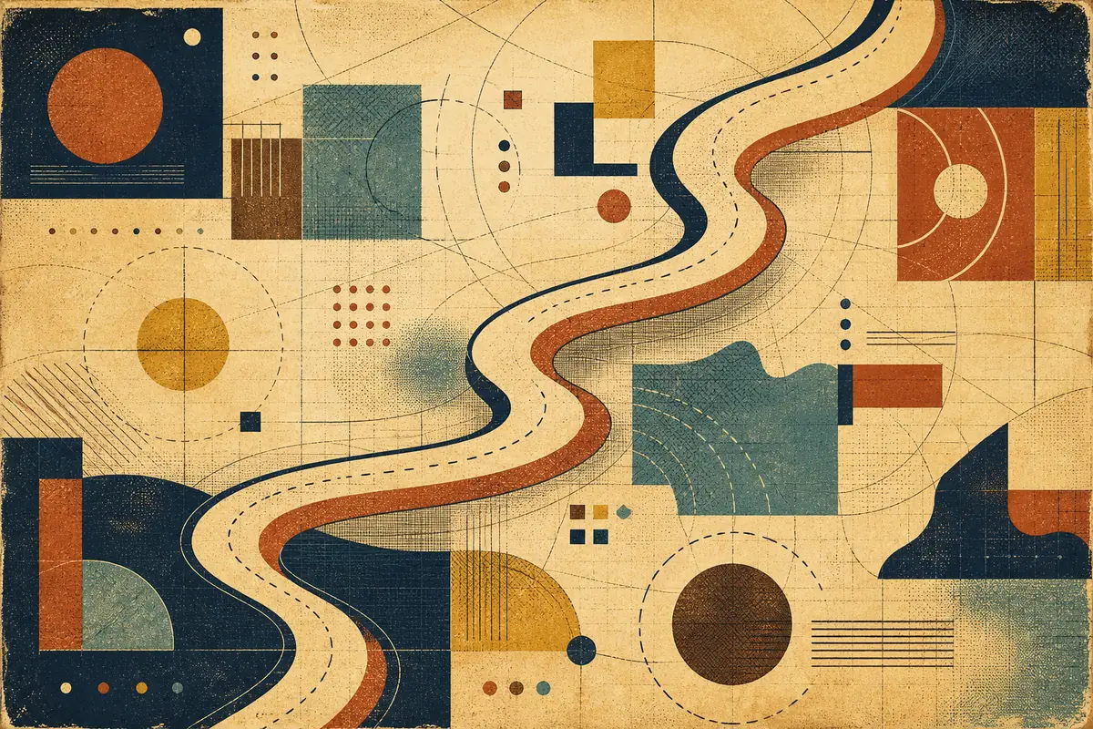 Abstract illustrated map composition for Canterbury, United Kingdom