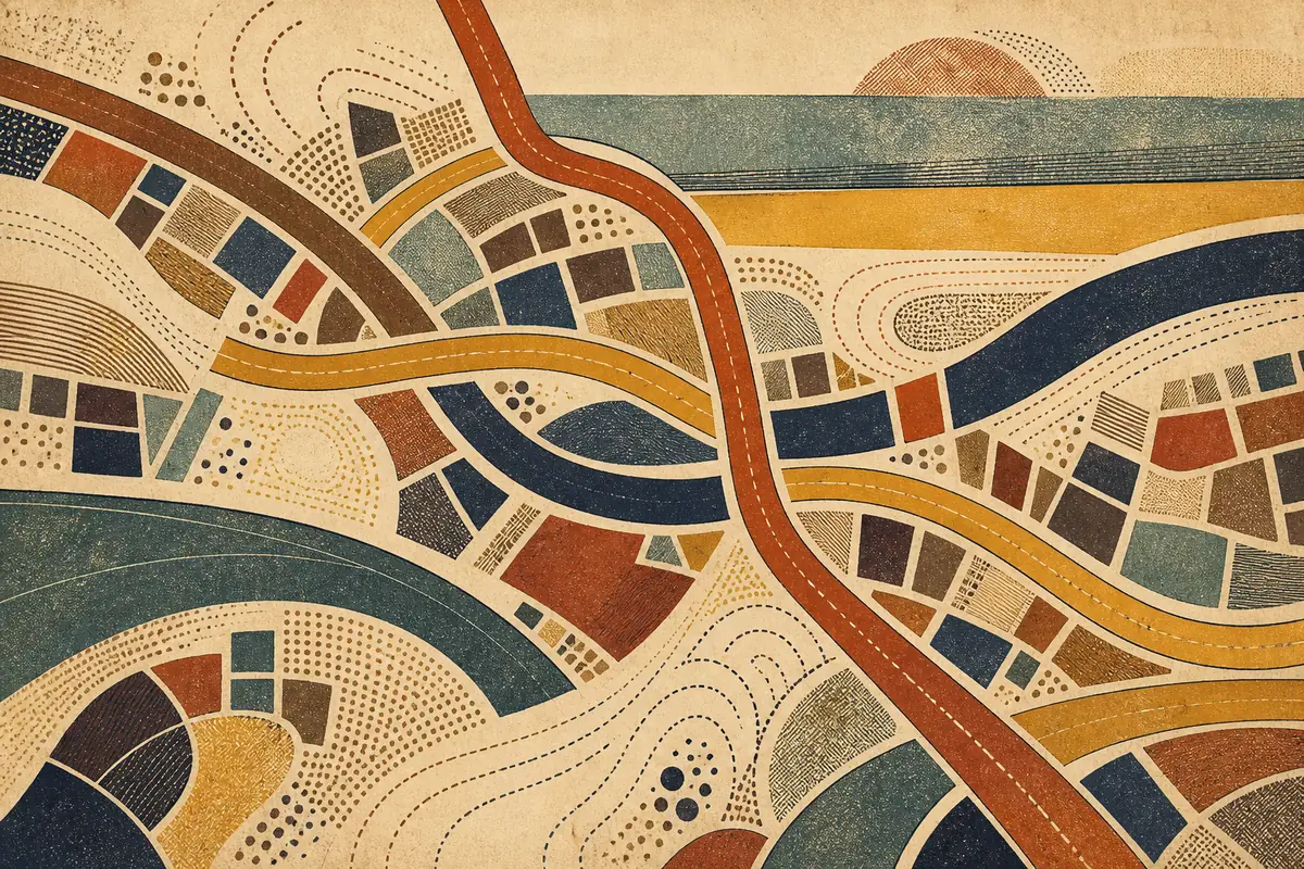 Abstract illustrated map composition for Canvey Island, United Kingdom