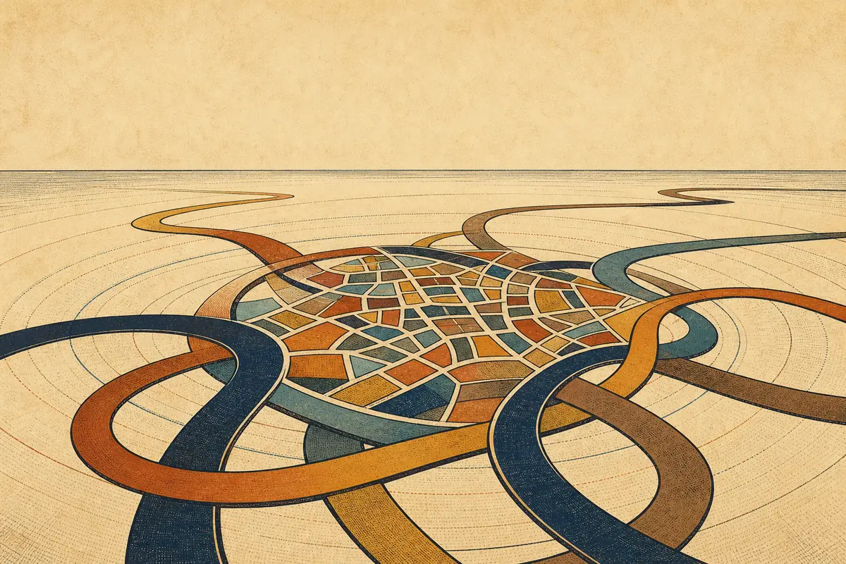 Abstract illustrated map composition for Carlisle, United Kingdom