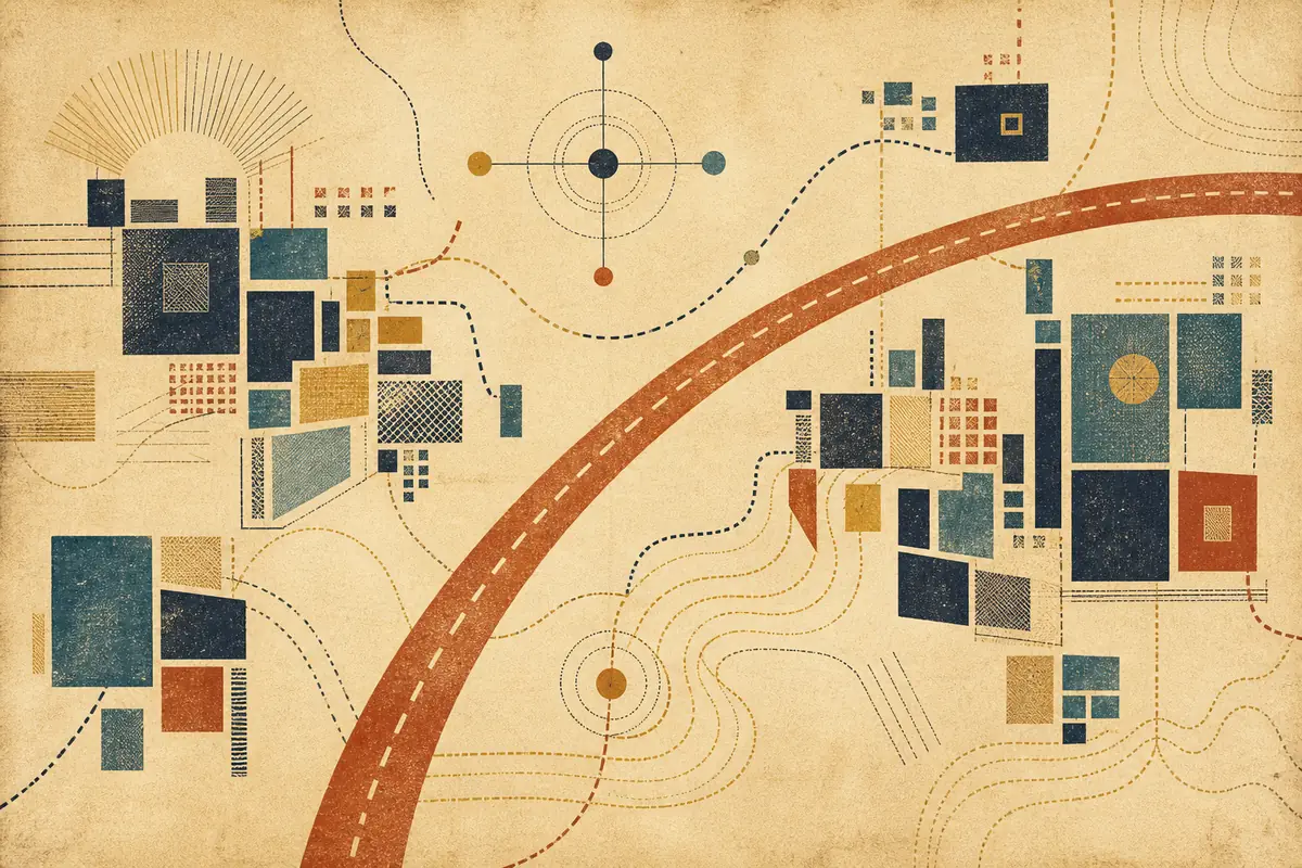 Abstract illustrated map composition for Carshalton, United Kingdom
