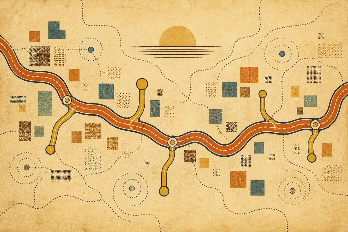 Abstract illustrated map composition for Castleford, United Kingdom