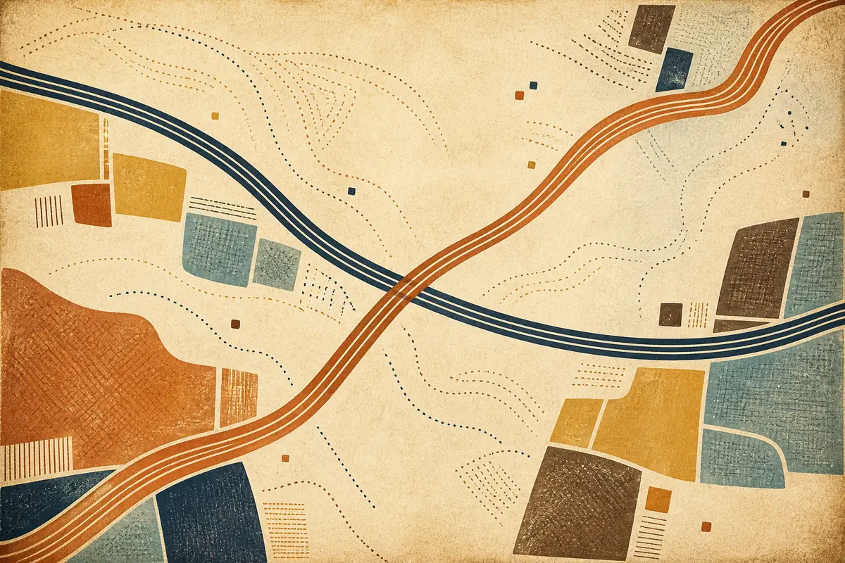 Abstract illustrated map composition for Chadderton, United Kingdom