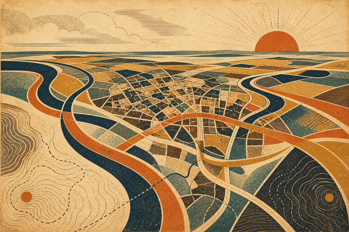 Abstract illustrated map composition for Chatham, United Kingdom