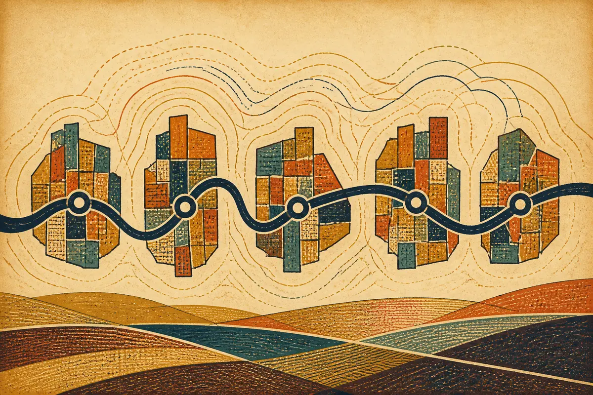 Abstract illustrated map composition for Cheltenham, United Kingdom