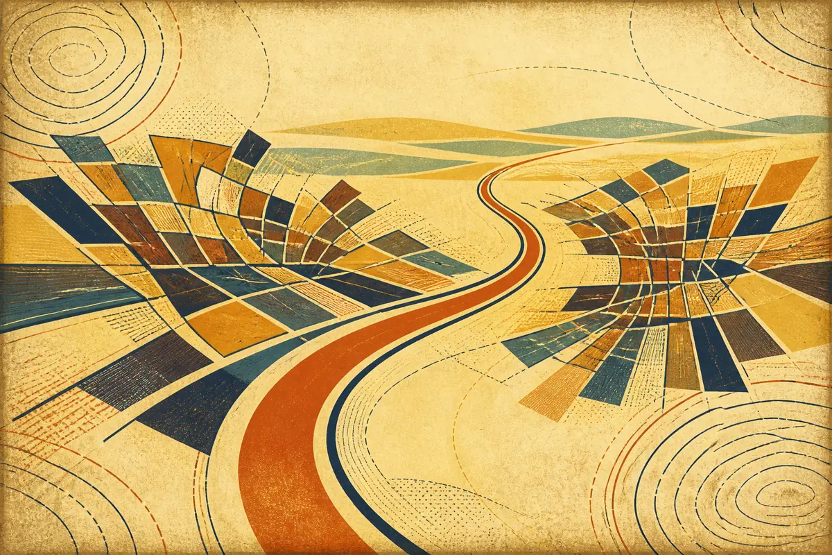 Abstract illustrated map composition for Chester, United Kingdom