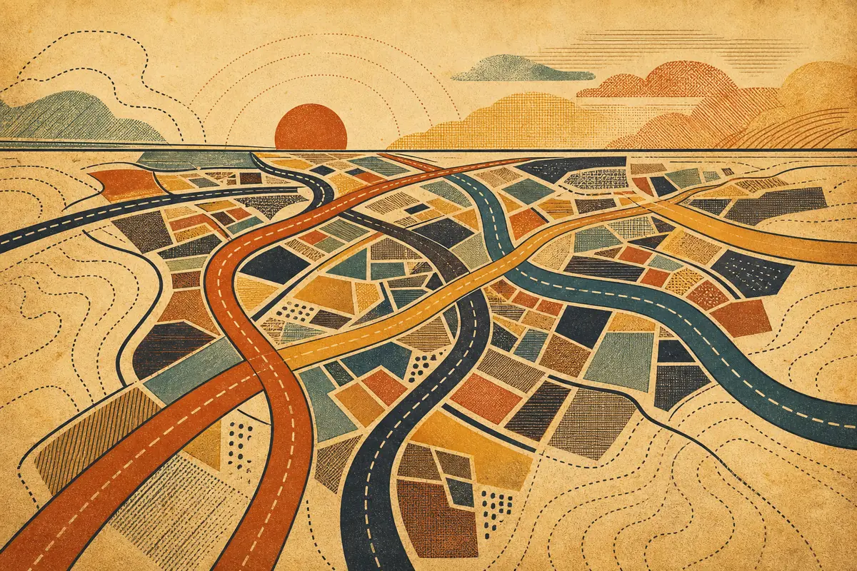 Abstract illustrated map composition for Chingford, United Kingdom
