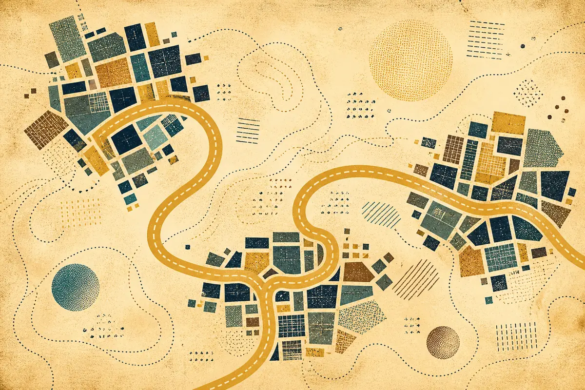 Abstract illustrated map composition for Chippenham, United Kingdom