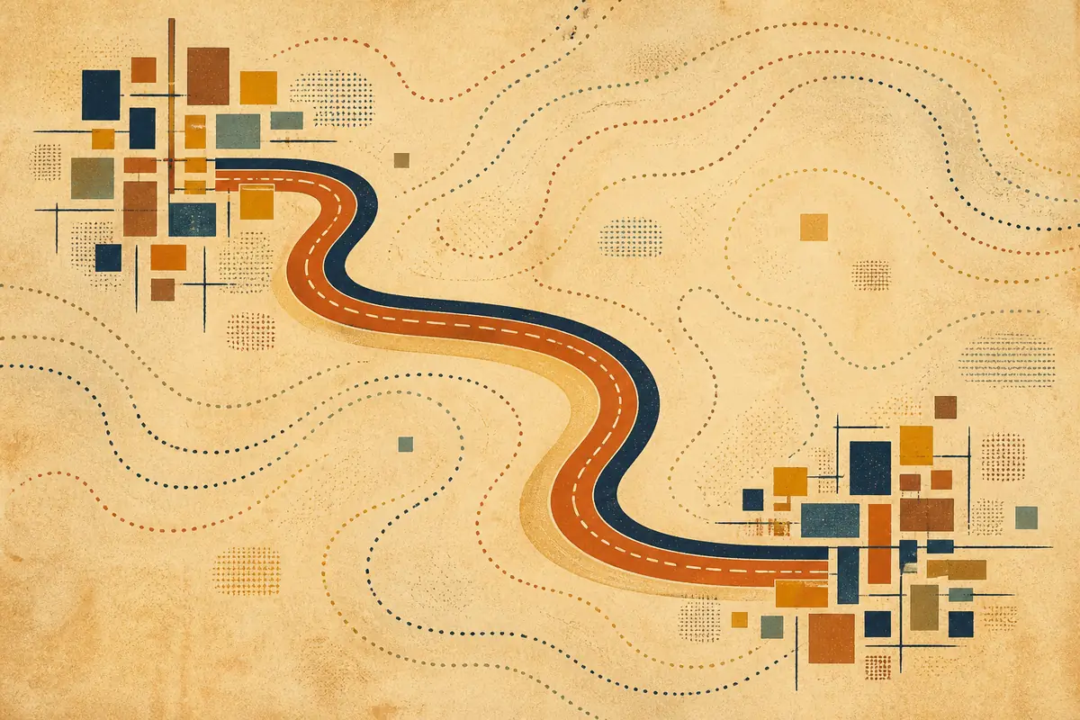 Abstract illustrated map composition for Clacton-on-Sea, United Kingdom