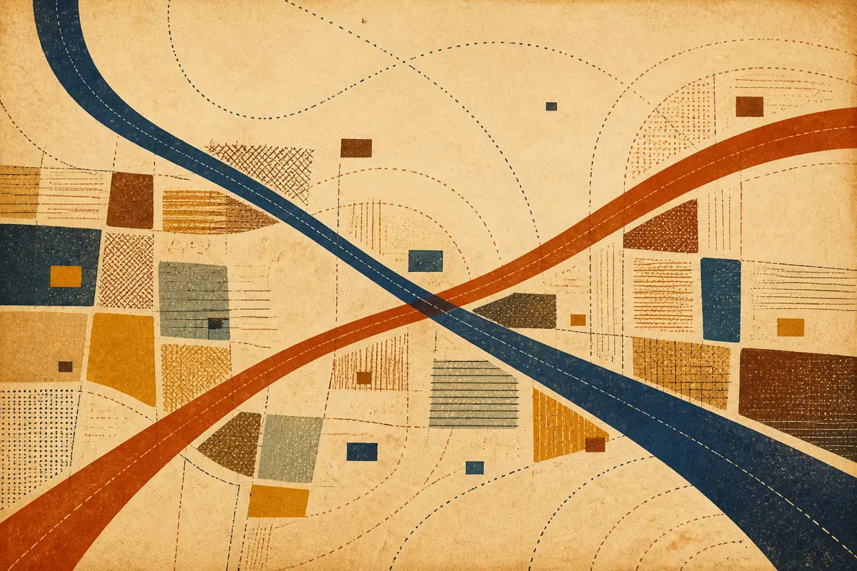 Abstract illustrated map composition for Corby, United Kingdom