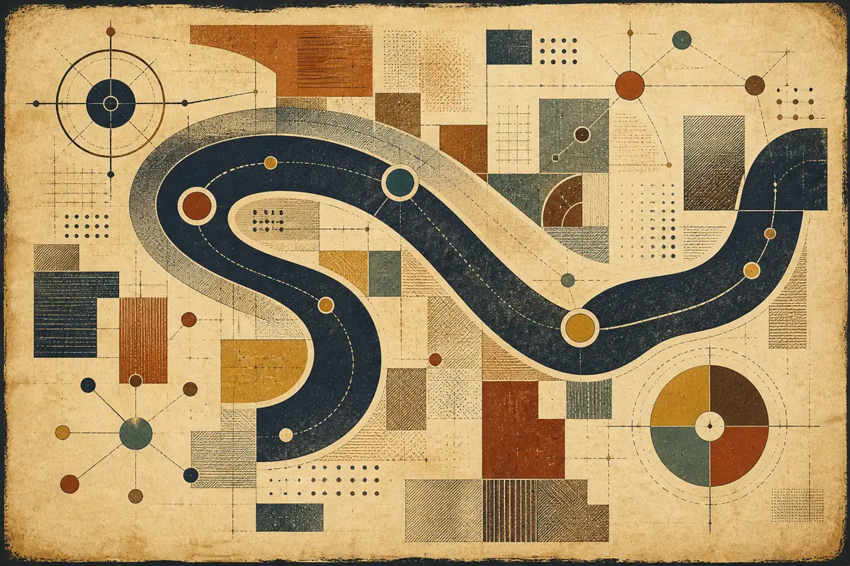 Abstract illustrated map composition for Cramlington, United Kingdom