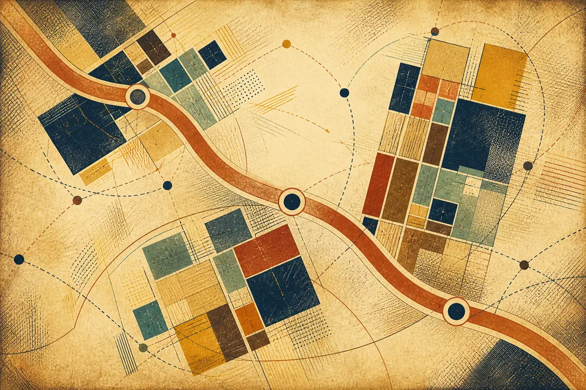 Abstract illustrated map composition for Crewe, United Kingdom