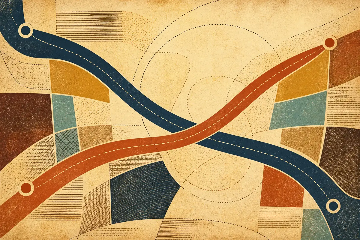 Abstract illustrated map composition for Crosby, United Kingdom